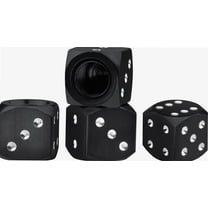 Aluminum Valve Stem Caps, 4 Pack Dice Style Car Wheel Tire Valve Caps, Universal Fit Cars Suvs ,Trucks, Motorcycles (Black)