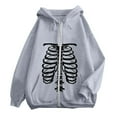 thumbnail image 4 of Women's Zip Up Hoodies Skeleton Graphic Long Sleeve Loose Cardigant Jackets Y2K Casual Oversized Blouse with Pocket, 4 of 4
