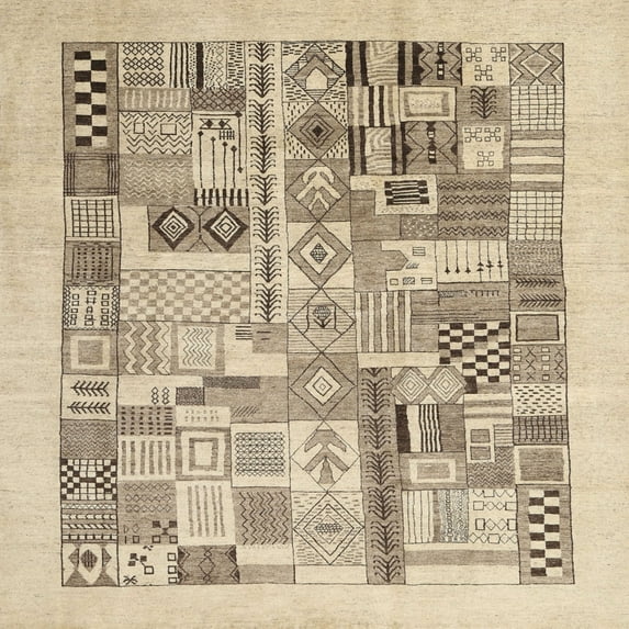 Ahgly Company Indoor Square Contemporary Dark Almond Brown Abstract Area Rugs, 8' Square