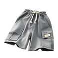 thumbnail image 4 of Sopiago Boys Lightweight Cargo Shorts Youth Drawstring Quick Dry Shorts for Boys Kids Hiking Short with Zipper Pockets (Grey,13-14 Years), 4 of 5