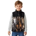 thumbnail image 3 of Binienty Horse Print Girls Zip Up Jackets Size 9-10 Warm Thick Fleece Outerwear Vests With Pockets Lightweight Fuzzy Fluffy Fleece Waistcoat Big Kids Comfy Thick Fall Winter Clothes, 3 of 7
