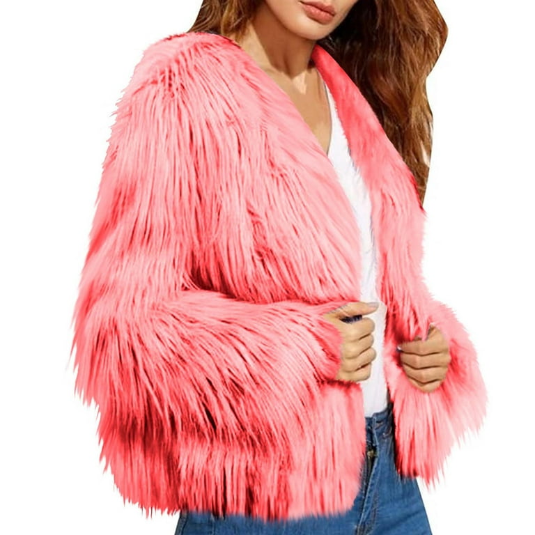 JGGSPWM Women's Open Front Faux Fluffy Cardigan Long Sleeve Winter