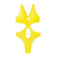 thumbnail image 4 of WREESH Womens One Piece Swimsuits Solid Color Swimwear Slim Swimsuit Bikini Straped Swimsuits Sleeveless Bathing Suits Yellow, 4 of 9