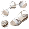 thumbnail image 4 of Rokment Boho Platform Wedge Dress Sandals for Women Bride Wedding 2026 Beach Vacation Linen Soles Breathable Casual Leather Chunky High Heel Dressy Summer Shoes C Size 6.5, 4 of 6