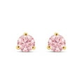 thumbnail image 3 of Pink Lab Grown Diamond 1/4 ct. tw. Mini Round Brilliant Solitaire Studs For Women In 10K Solid Yellow Gold ( 0.25 Cttw), 3 of 5