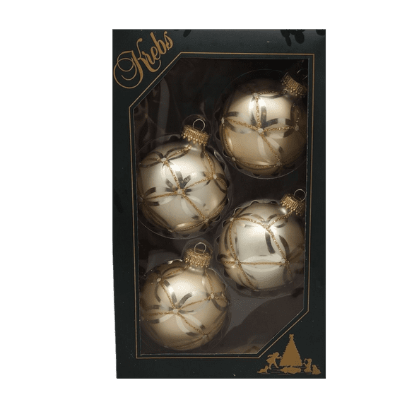 Krebs Glass Ornament 4 pack - Golden Nativity