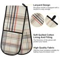 thumbnail image 2 of Yayeee Double Oven Mitt Kitchen Heat Resistant Baking 35" x7" Quilted Glove, Beige Plaid Pattern, 2 of 6