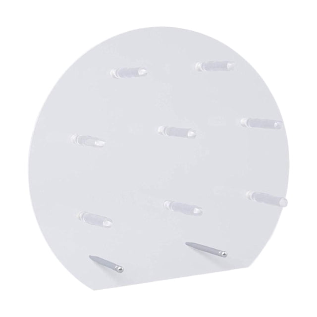 soporte de donas donut bagel stand acrílico donut stand reutilizable tablero de decoración de la mesa de postres para la fiesta de la pascua de ronda 11.8 cm Tablero redondo de acrílico transparente de 11.8 cm con clavijas horizontales visibles para colgar donas, vista frontal centrada con base plana para apoyarlo en la mesa; centro de mesa reutilizable ideal para fiestas, bodas y buffets, también apto para exhibir bagels o mini pasteles.