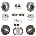 thumbnail image 1 of Transit Auto Front Rear Disc Brake Caliper Rotors Drums Ceramic Pads Shoes Wheel Cylinders and Hardware Kit (11Pc) for Car Honda Fit KC8-100917T, 1 of 11