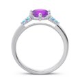 thumbnail image 4 of 2.20 Carat Round Cut Amethyst & Blue Topaz Gemstone Charming Anniversary Ring for Women Solid 18K White Gold Size 10.5 by Diamond-Capitals, 4 of 7