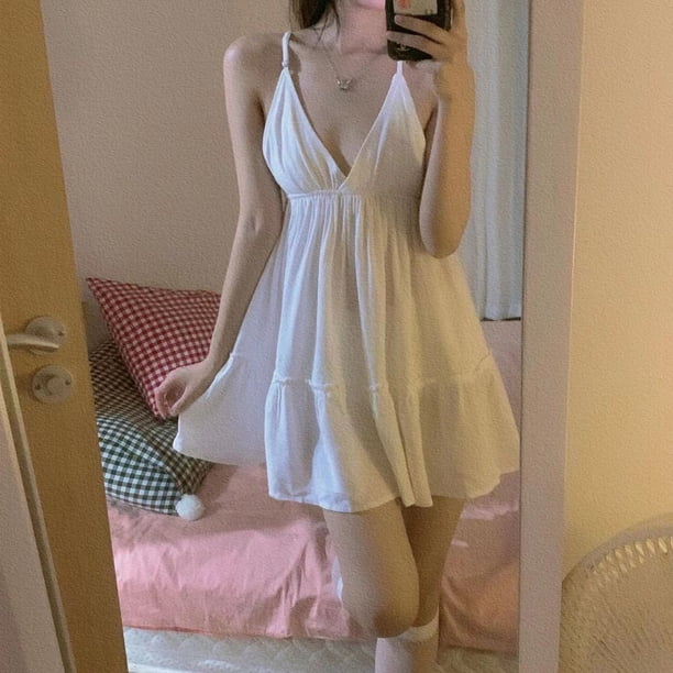 Pijama de seda de hielo para mujer, primavera, tentación sexy, hermoso camisón con tirantes en la espalda, pijama interior privado, ropa para el hogar