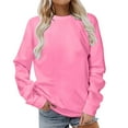 thumbnail image 1 of Qucoqpe - Sudadera informal para mujer, cuello redondo, manga larga, color liso, suave y ligera, holgada, en liquidación, 1 of 7