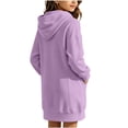 thumbnail image 6 of BXJX Girls Sweatshirt Dress 7-8, Spring Fall Hooded Pullover Long Sleeve Sweatshirt with Pockets Purple, 6 of 6