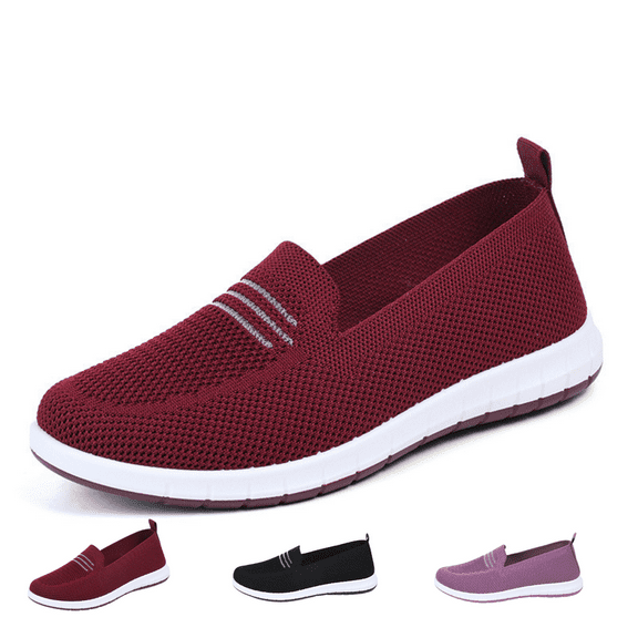CHICVOMEY Women Shoes Breathable Mesh Slip-On Walking Shoes for Women Lightweight Comfort Sneakers with Anti-Slip Sole for Daily Walking Casual Wear