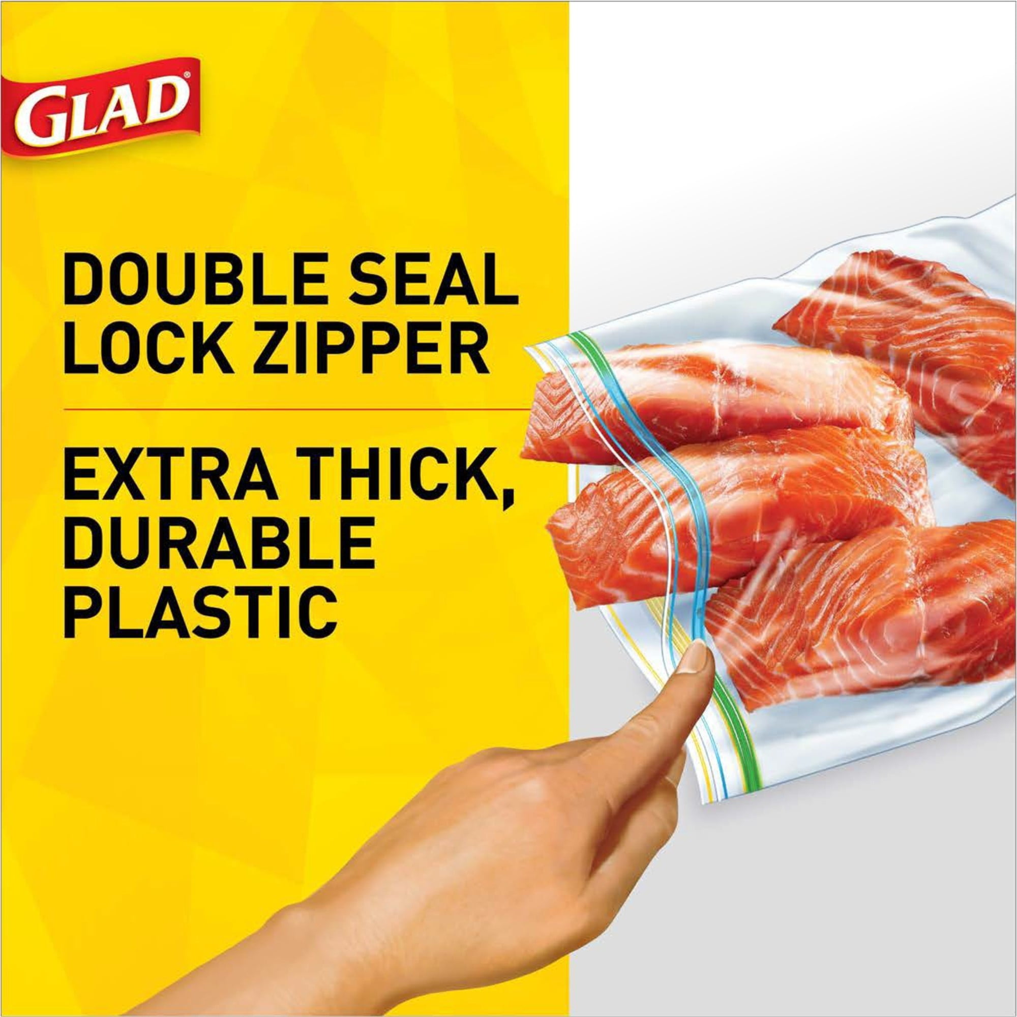 Glad Trash & Food Storage Food Storage and Freezer 2 in 1 Zipper Bags - Gallon  Size 