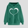 thumbnail image 2 of Ecqkame Oversized Sweatshirt for Women Heart Print Winter Hoodie Pullover Tops Long Sleeved Comfortable Athletic Sweatshirt with Pocket J-Green M, 2 of 6