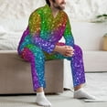 thumbnail image 7 of Cauagu Colorful Glitter Print Men's Long-Sleeve Pajama Set,Soft Button-Front 2Pjs for Men Long Sleeve Men’s Sleepwear-X-Large, 7 of 7