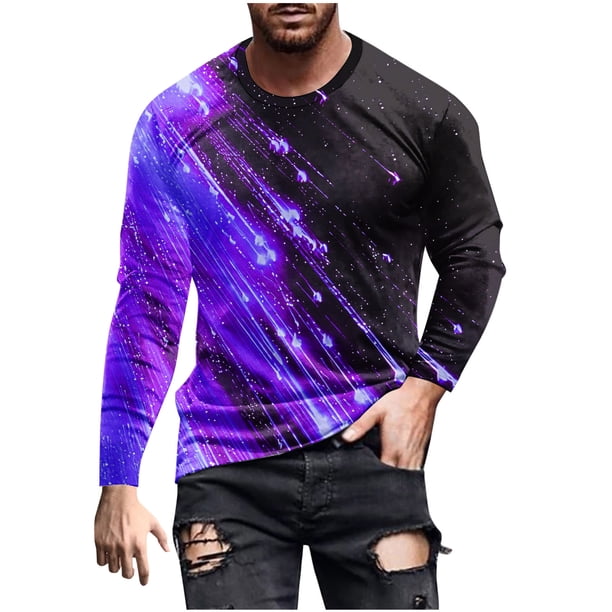 Blusas y camisas de manga larga y cuello redondo para hombre, camisetas casuales con estampado de moda y cuello redondo, blusas de licra de manga corta para hombre.