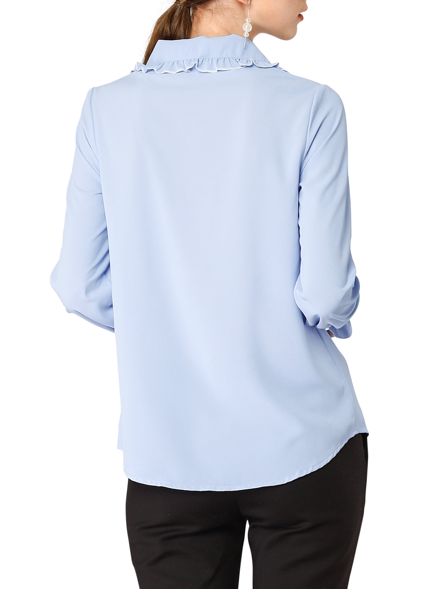 light blue ruffle shirt