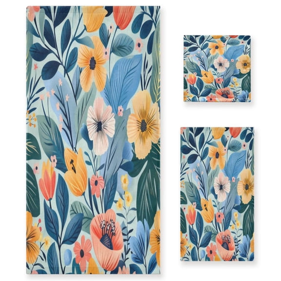 Three-Piece Towel Set Face Towel Towel Set Hand Towel Bath Towel Cotton Bath Towels Bath Towel Sets Hand Bath Towels Lovely Flower