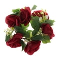 thumbnail image 2 of Anillo de vela de , guirnalda de velas de flores artificiales, guirnalda de velas para fiesta Rojo, 2 of 9