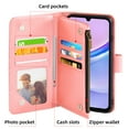 thumbnail image 4 of Asuwish Compatible with Samsung Galaxy A15 5G/4G Wallet Phone Case and Tempered Glass Screen Protector Flower Faux Leather Flip Credit Card Holder Stand Zipper Cell Cover for A 15 G5 15A Women Pink, 4 of 8