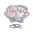 thumbnail image 4 of Guantes de pata de gatito para adultos, mitones de peluche para cosplay, Halloween, carnaval e invierno. Gris, 4 of 9