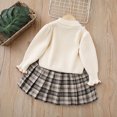 thumbnail image 3 of Mnyotv Girls Two Piece Matching Sets Back to School Outfits Long Sleeve Bow Sweaters and Uniform Skirts Size 6-7Years, 3 of 6