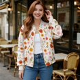 thumbnail image 2 of DISNIMO Flower Printed Jackets for Women Zip Up Sweatshirts V Neck Outwear Long Sleeve Jackets for Fall Winter, S, 2 of 7