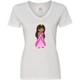 thumbnail image 3 of Inktastic African American Princess In Pink Dress Women's V-Neck T-Shirt, 3 of 5