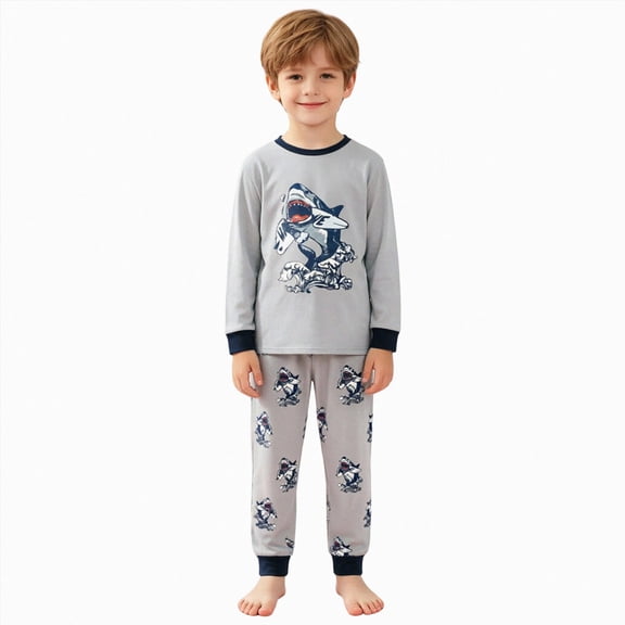 mgoYE Toddler Long Sleeve Sleepwear Sets Shark Cotton Kids 2 Piece Pjs Sleepwear
