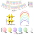 thumbnail image 3 of Pastel Rainbow Birthday Party Supplies, Includes Happy Birthday Banner, Tablecloth, Plates, Napkins, Cups, Knives, Forks, Spoons, Straws, Balloons for Girls Birthday Party Decorations, Serves 20, 3 of 6
