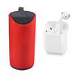 thumbnail image 1 of Combo bocina bluetooth con radio FM rojo + audifonos inalambricos, 1 of 5