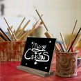 thumbnail image 4 of Two Sides Mini Tabletop Chalkboard Signs with Rustic Style Wood Base Stands (Black), 4 of 5