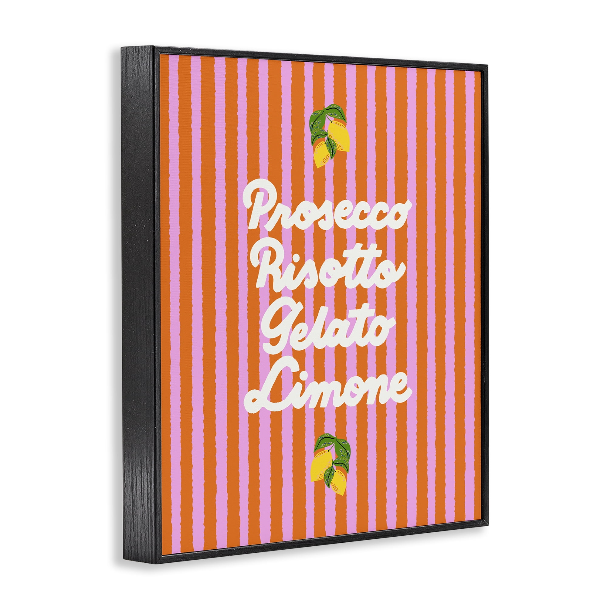 Stupell Industries Italian Enjoyment over Stripes Black Framed Giclee Art, design by Indira Prieto | IndySign