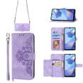 thumbnail image 2 of Nalacover Case for Samsung A22 4G, PU Leather Wallet Phone Crossbody Flip Case with Credit Card Holder and Shoulder Wrist Strap Magnetic Stand Shockproof Cover for Samsung Galaxy A22 4G, Purple, 2 of 16