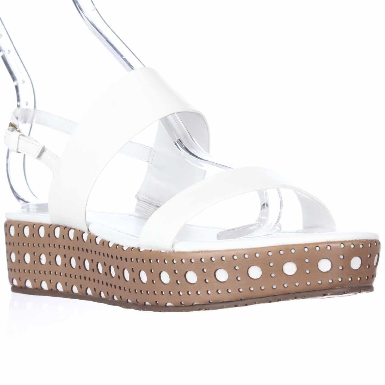 Womens Kate Spade Tasely Two Band Platform Sandals White Vachetta