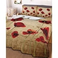 thumbnail image 3 of Quilts Twin Size Bedding Set, Red Poppy Flowers Lightweight Quilted Comforter, Vintage Country Floral Plant Soft Reversible Bedspread Coverlet with Pillow Covers for All Season, 68" x 86", 3 of 7