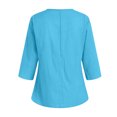 thumbnail image 5 of vigerkar Women's Casual 3/4 Sleeve T Shirts Button V Neck Basic Tee Tops Loose Fit Summer Shirt Beach Vacation Outfits Blue, S, 5 of 7