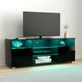 thumbnail image 4 of ChVans LED TV Stand for 55 inch TV, High Glass Modern Entertainment Center with LED Lights and Glossy Cabinets, 4 of 10