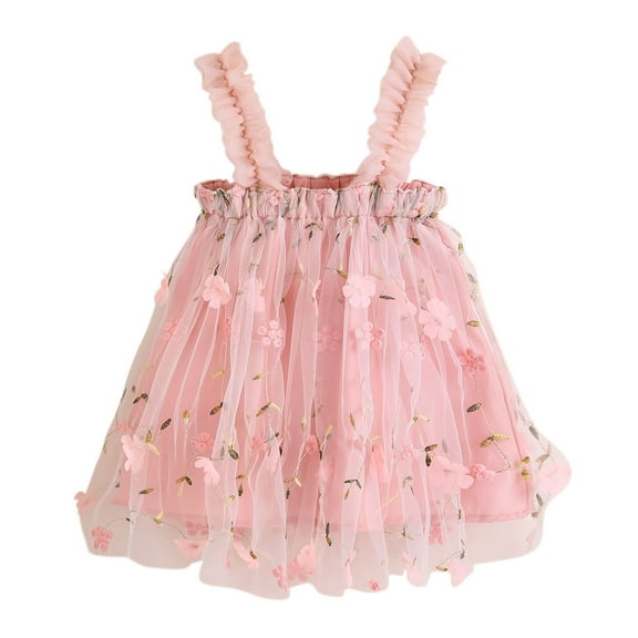 Fsqjgq Baby Girl Clothes Bunny Baby Outfit Summer Purple Dress Pink Toddler Girls Sleeveless Floral Prints Princess Dress Dance Party Dresses Clothes 100