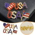 Flag Brooch Patriotic Red White Blue Rhinestone Letter Map Heart Ribbon