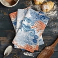 thumbnail image 6 of Blue Red Seahorse Coastal Kitchen Towels Set of 3, Water Absorbent Dish Towel, Summer Beach Coral Nautical Decorative Hand Towels - Quick Drying Cloth for Cooking Baking, 18x28 Inch, 6 of 8