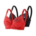 thumbnail image 2 of 2PCS Womens Bras Underwire Push up Plus Size Solid Color Lightweight Supportive Bras Women's Lightweight Breathable Underwear Daily Bra Black 44, 2 of 4