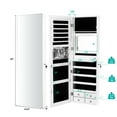 thumbnail image 2 of Gymax Wall Door Mounted Jewelry Armoire with LED Lights and Makeup Rack, White, 2 of 10