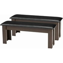 ECOTOUGE Dining Bench, 44 inch Farmhouse Decor Indoor Kitchen Table Bench, Set of 2 Modern Entryway Shoe Rack Bench, Outdoor Bench, Solid Wood Benches for Living Room, Hallway, Bedroom, Black