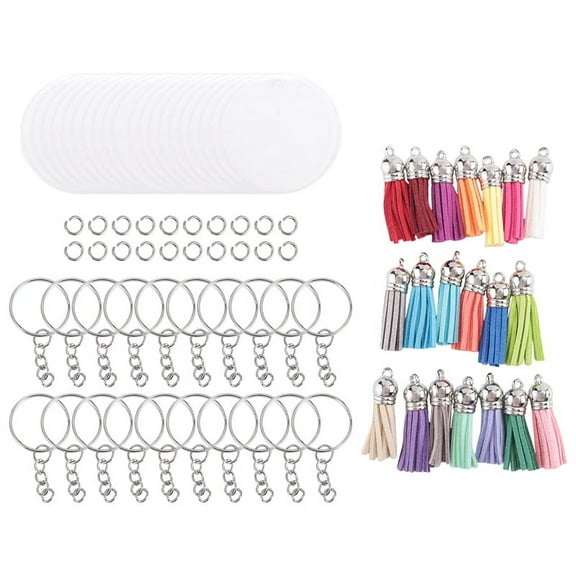 Acrylic Keychain Blank Set, Transparent Round Acrylic Blank Bulk (5 Inches), Suitable for Vinyl Resin Craft Project DIY