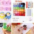 thumbnail image 1 of Needle Felting Kit - Wool Roving 50 Colors Set, Starter Felting Tool Kit & Foam Mat, DIY Wool Roving Fibre Yarn, Fibre Wool Yarn Spinning Sewing Supplies for Needle Felting Crafts Gift, 1 of 5