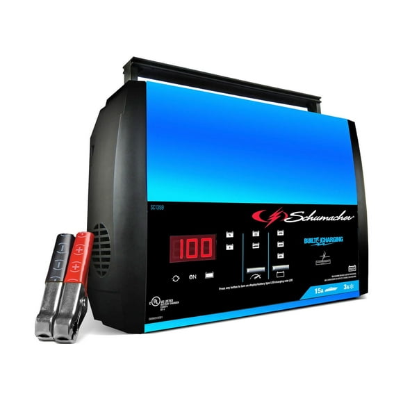Schumacher Electric 15 Amp 4-in-1 Fully Automatic 6V/12V Rapid Car Battery Charger and Maintainer, SC1359