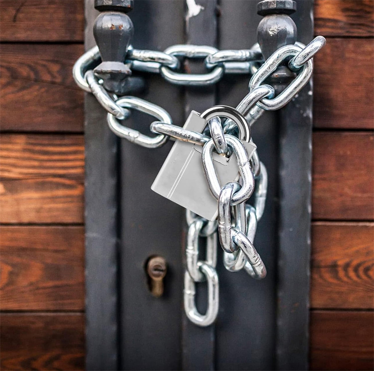 31.5 inch/0.8 Meter Bicycle Chain Lock,Security Chain Lock,Bike Chain Lock,Stainless Steel Chain with Anti-Cut Padlock and Key for Door, Fence, Scooter Lock, Anti-Theft Protection